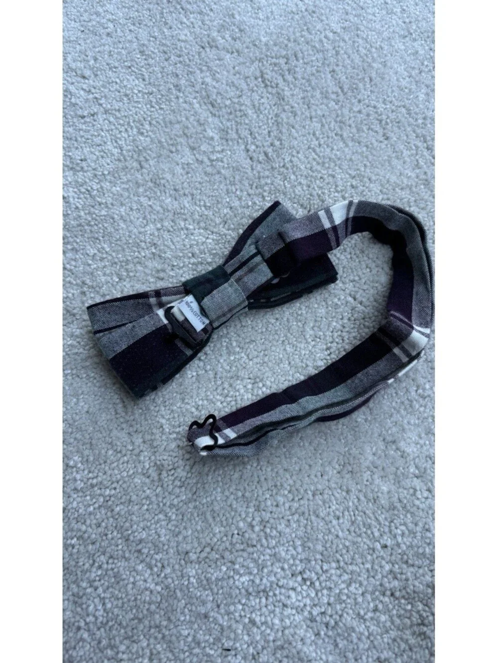 Green, Purple, Grey Plaid Bow tie With Adjustable Strap